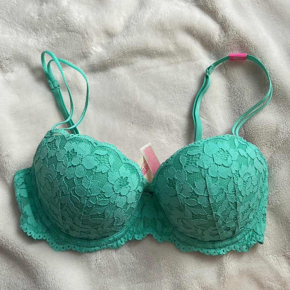 Brand new! Victoria Secret VS Pink Lace Seafoam Green  Push Up Bra